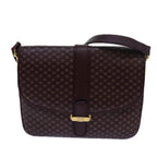 CELINE Macadam Canvas Shoulder Bag Leather Red  15455
