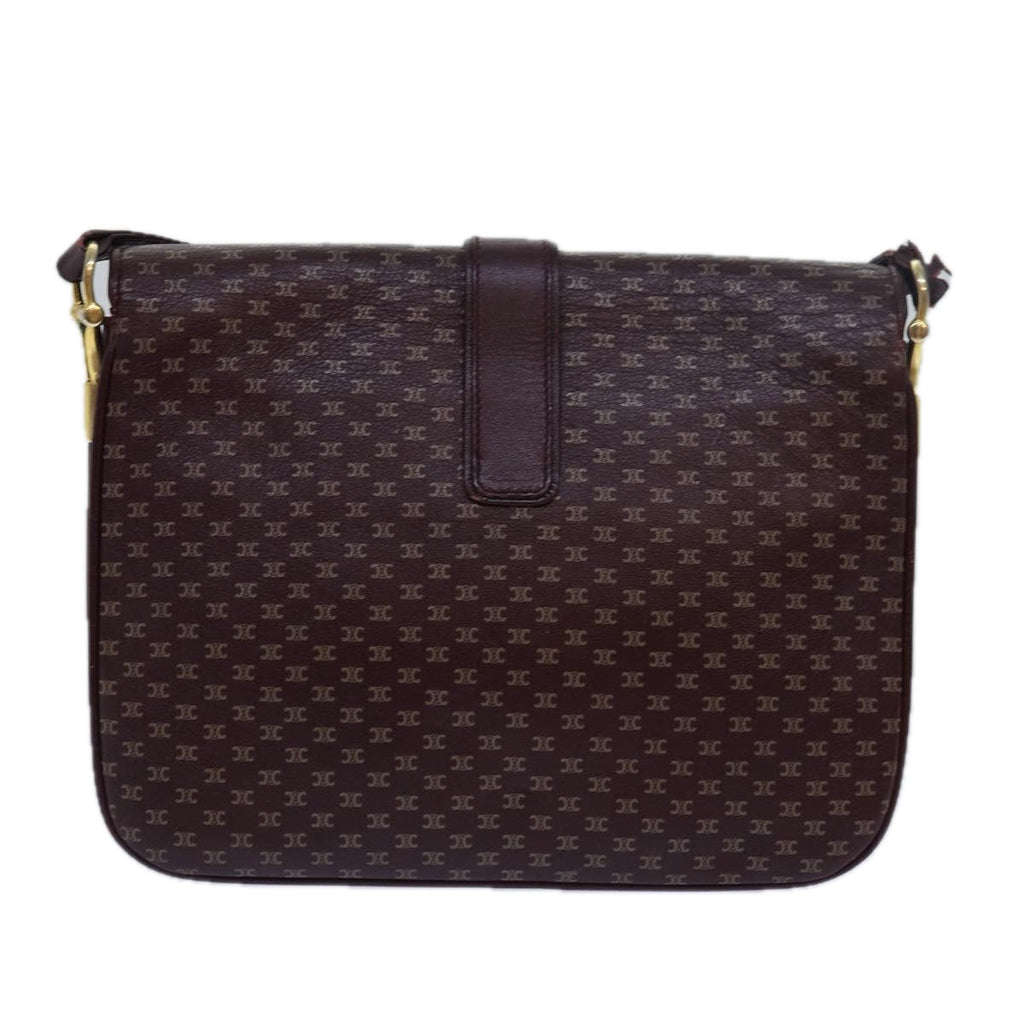 CELINE Macadam Canvas Shoulder Bag Leather Red  15455