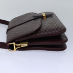 CELINE Macadam Canvas Shoulder Bag Leather Red  15455