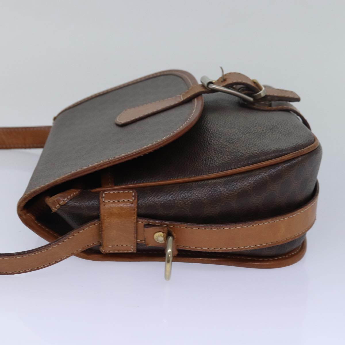 CELINE Macadam Canvas Shoulder Bag PVC Leather Brown  15468