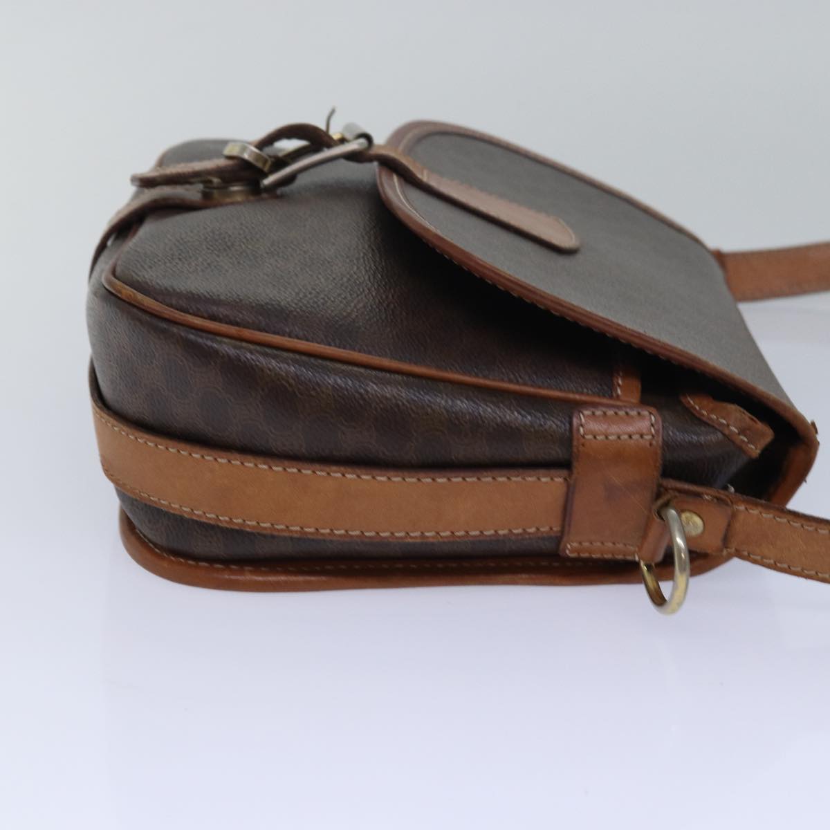 CELINE Macadam Canvas Shoulder Bag PVC Leather Brown  15468
