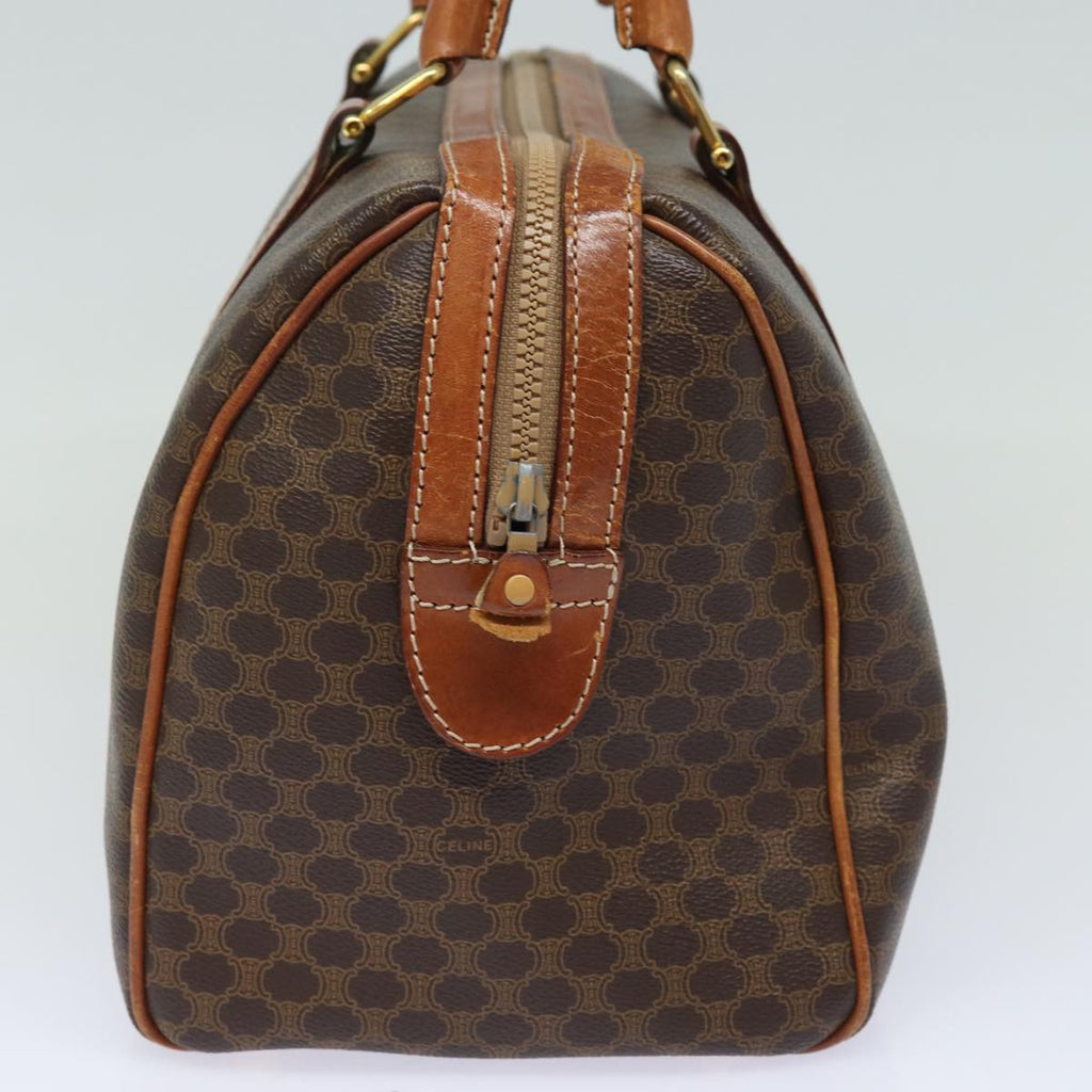 CELINE Macadam Canvas Boston Bag PVC Leather Brown  15494