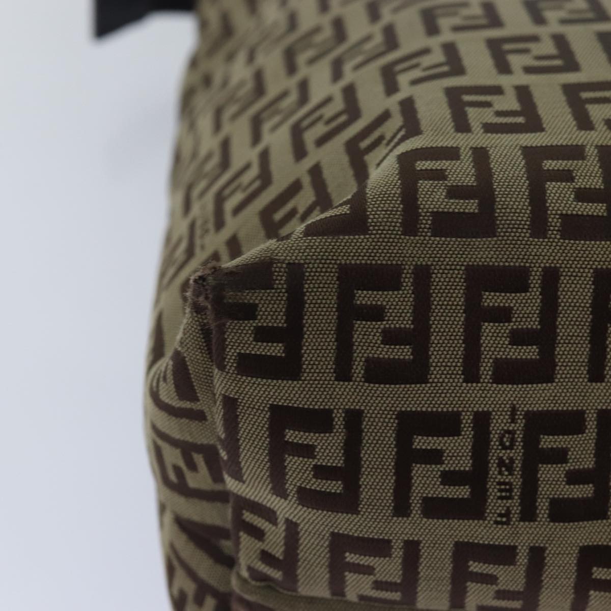 FENDI Zucchino Canvas Tote Bag Brown Blackbs15507