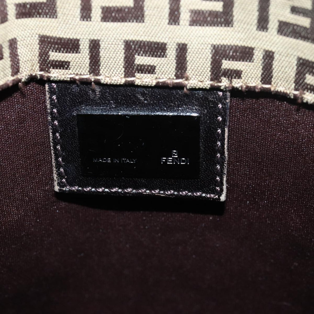 FENDI Zucchino Canvas Tote Bag Brown Blackbs15507