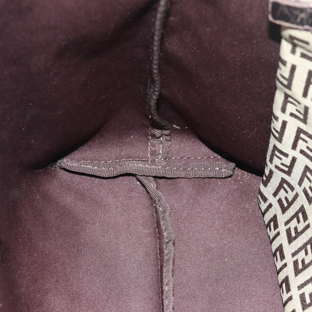 FENDI Zucchino Canvas Tote Bag Brown Blackbs15507