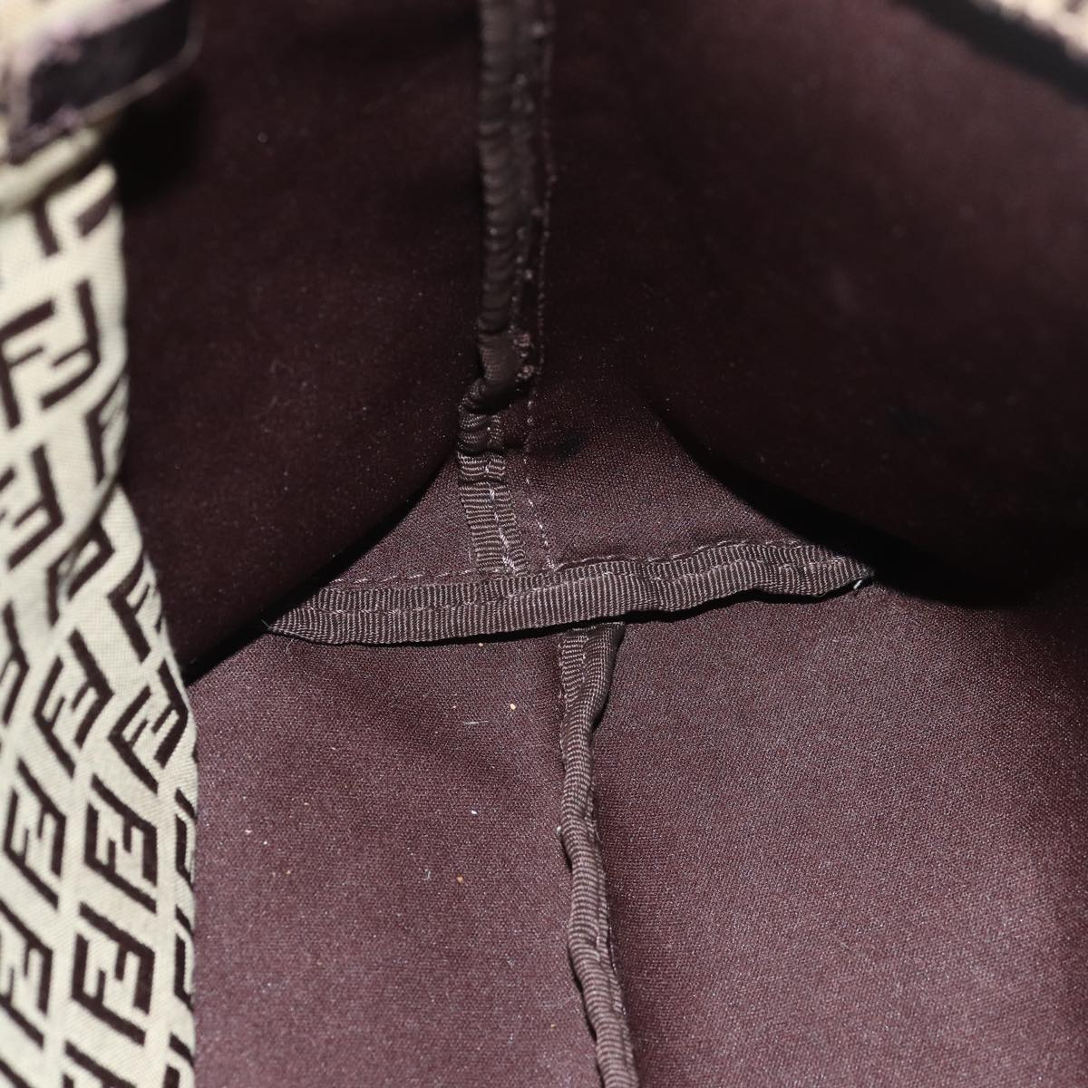 FENDI Zucchino Canvas Tote Bag Brown Blackbs15507