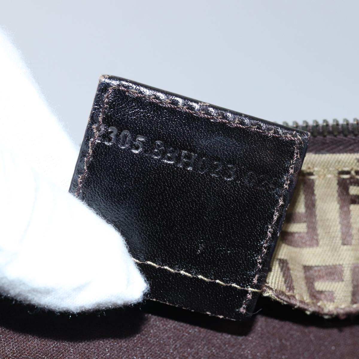 FENDI Zucchino Canvas Tote Bag Brown Blackbs15507