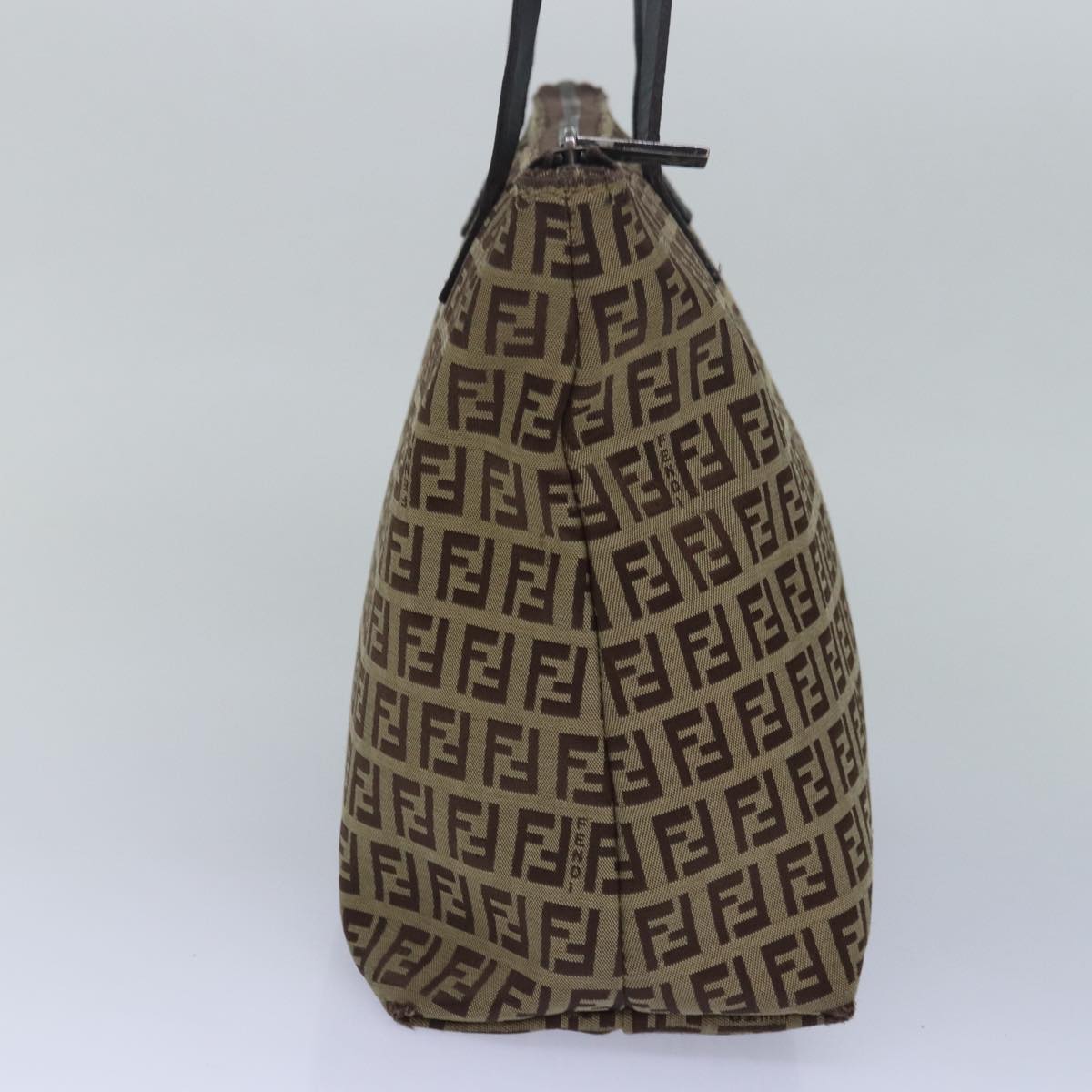 FENDI Zucchino Canvas Tote Bag Brown Blackbs15507