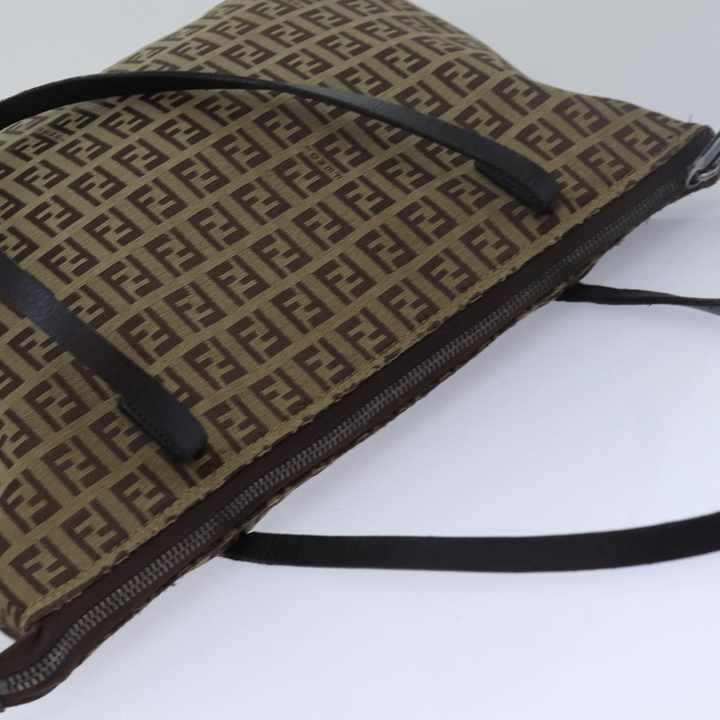 FENDI Zucchino Canvas Tote Bag Brown Blackbs15507