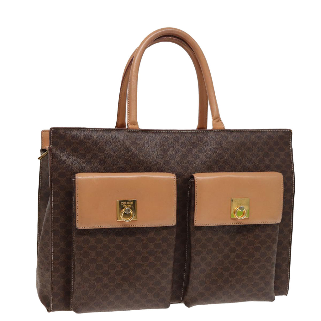 CELINE Macadam Canvas Hand Bag PVC Leather Brown  15629