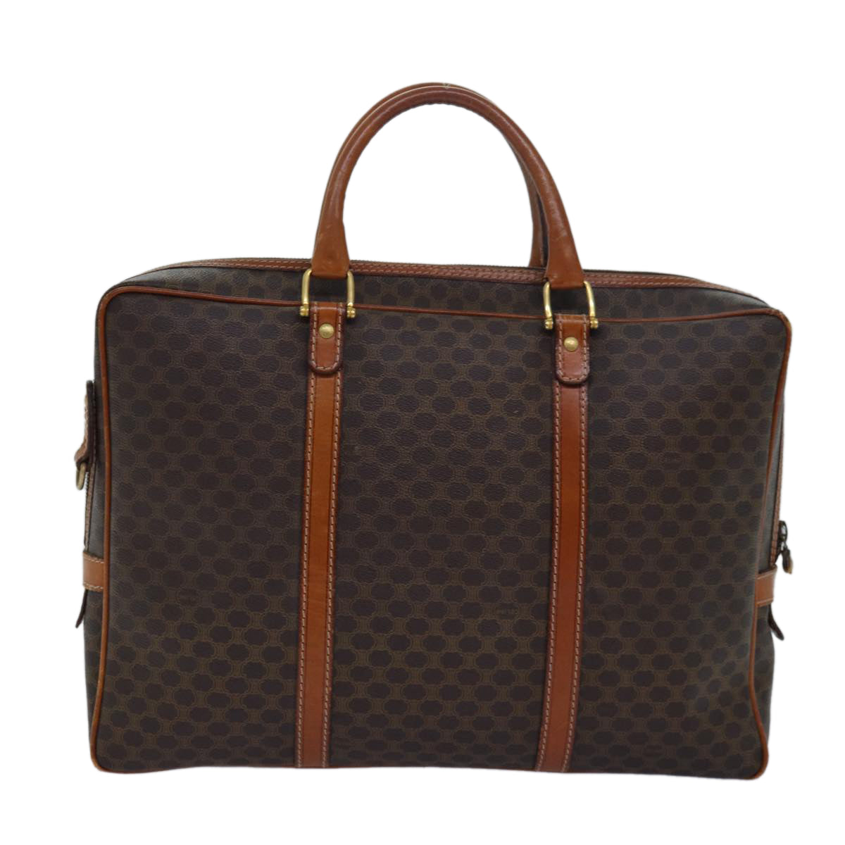 CELINE Macadam Canvas Business Bag PVC Leather Brown  15632