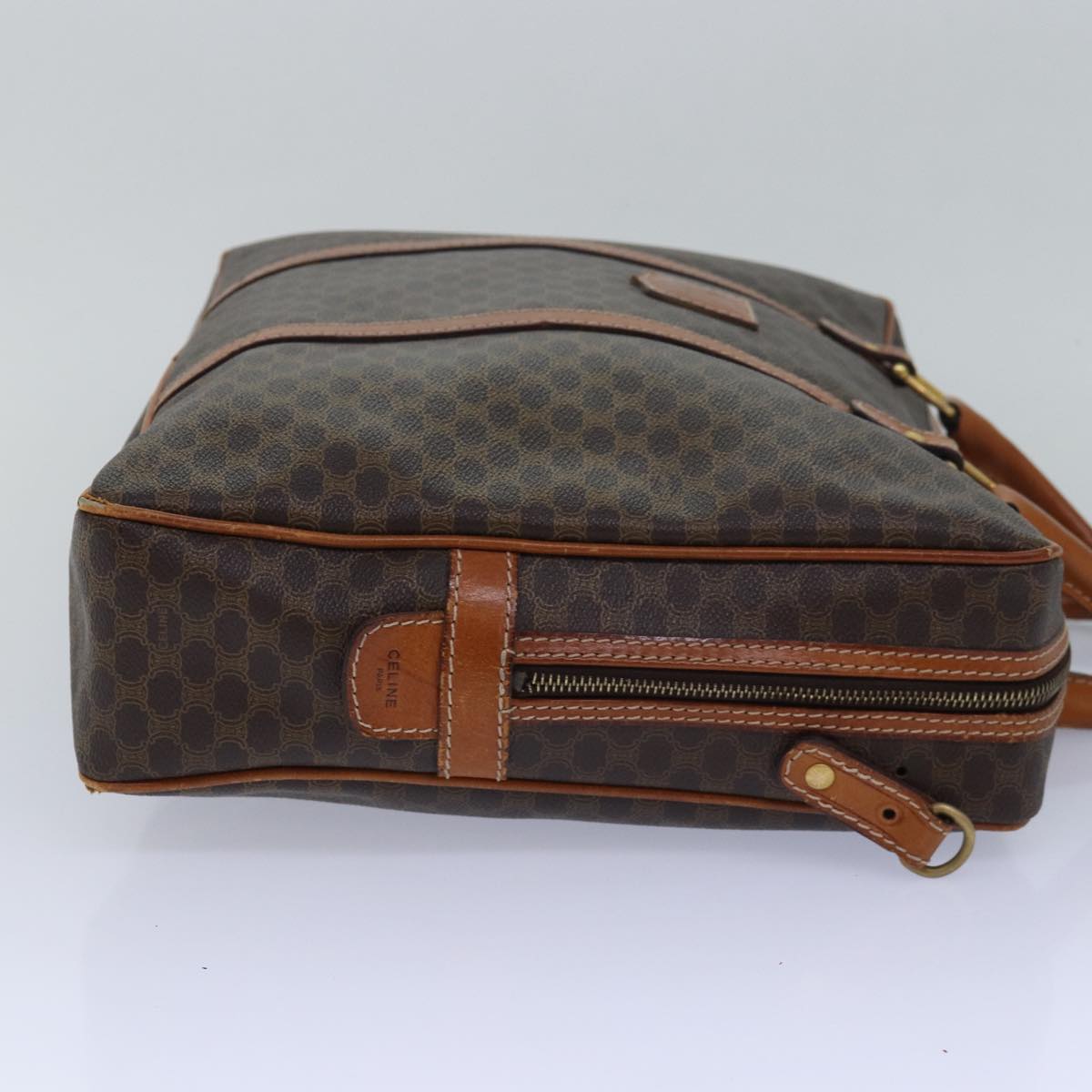 CELINE Macadam Canvas Business Bag PVC Leather Brown  15632