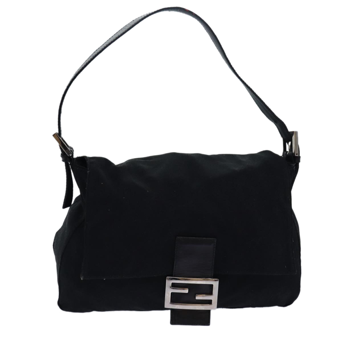 FENDI Mamma Baguette Shoulder Bag Nylon Blackbs15662