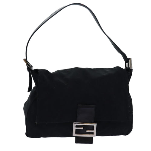 FENDI Mamma Baguette Shoulder Bag Nylon Blackbs15662
