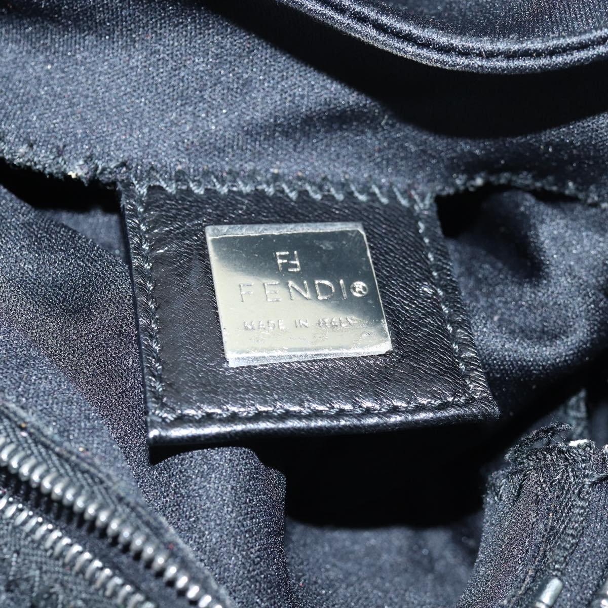 FENDI Mamma Baguette Shoulder Bag Nylon Blackbs15662