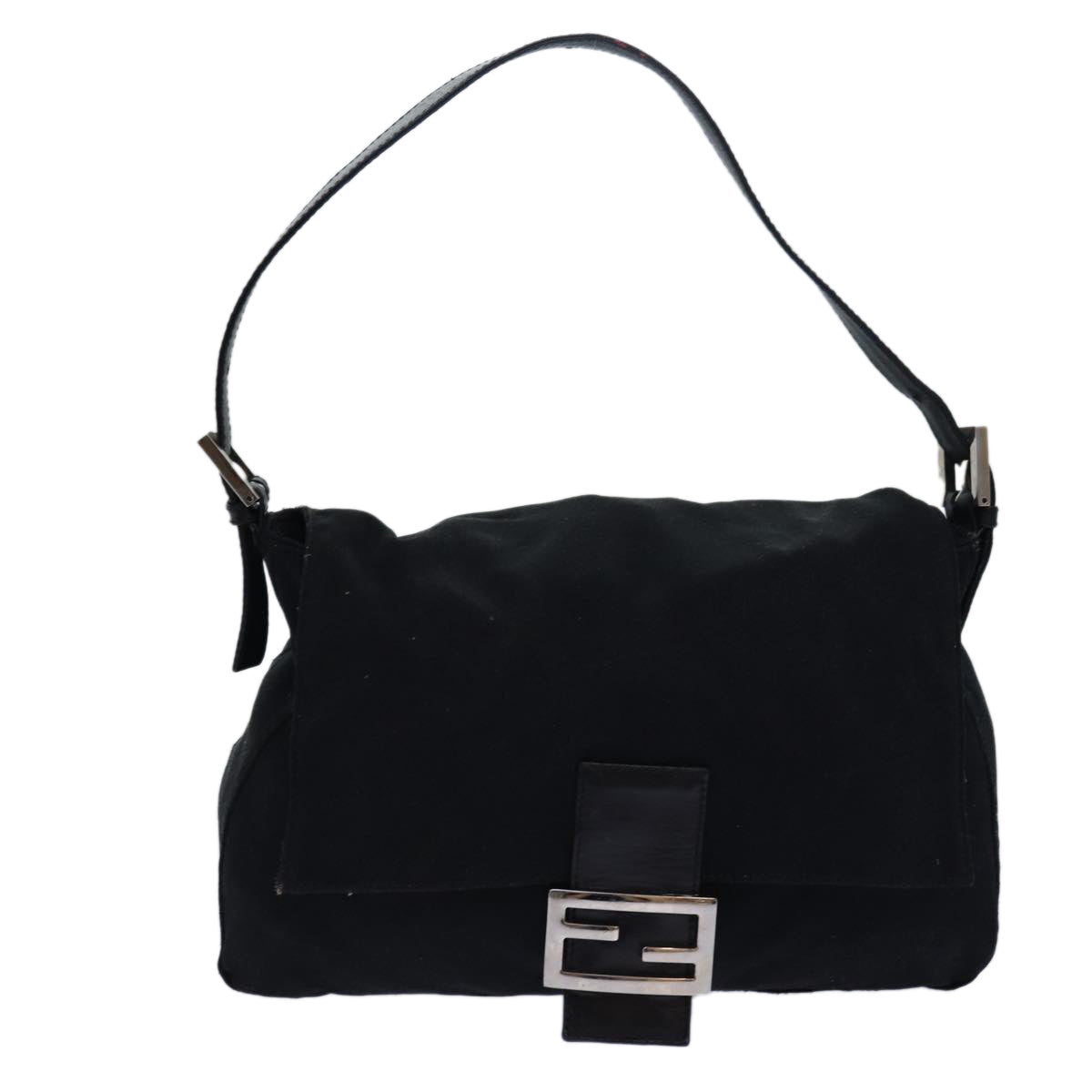 FENDI Mamma Baguette Shoulder Bag Nylon Blackbs15662