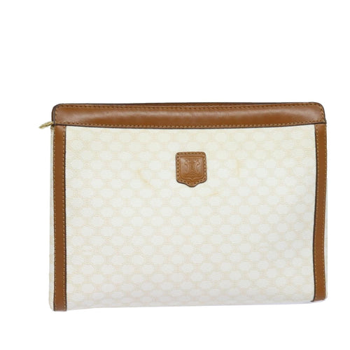 CELINE Macadam Canvas Clutch Bag PVC Leather Whe  15682