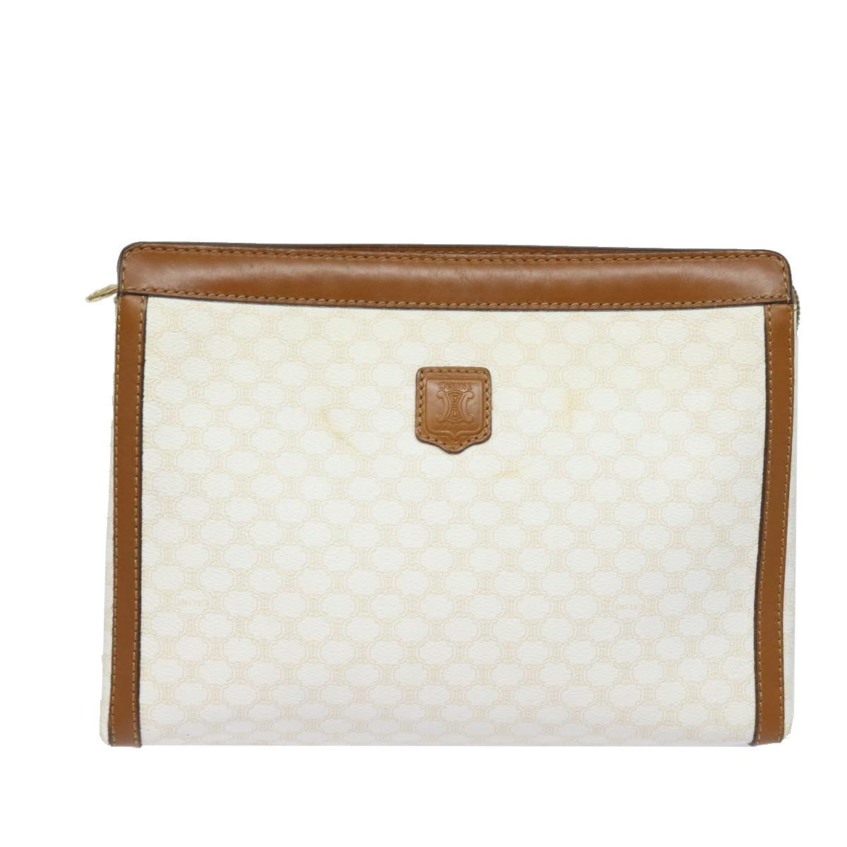 CELINE Macadam Canvas Clutch Bag PVC Leather Whe  15682