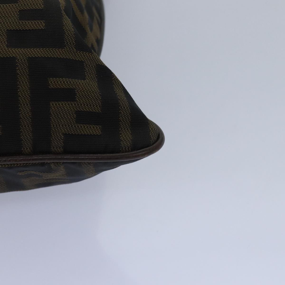 FENDI Zucca Canvas Shoulder Bag Brown Blackbs15715