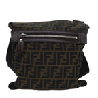 FENDI Zucca Canvas Shoulder Bag Brown Blackbs15715