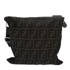FENDI Zucca Canvas Shoulder Bag Brown Blackbs15715