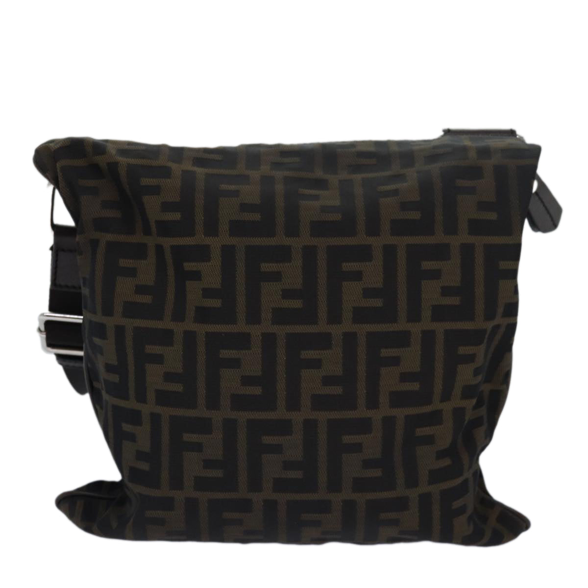 FENDI Zucca Canvas Shoulder Bag Brown Blackbs15715