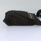 FENDI Zucca Canvas Shoulder Bag Brown Blackbs15715