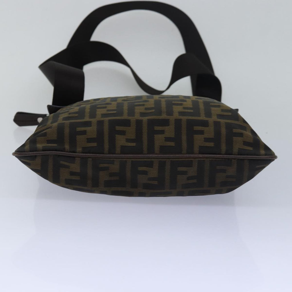 FENDI Zucca Canvas Shoulder Bag Brown Blackbs15715