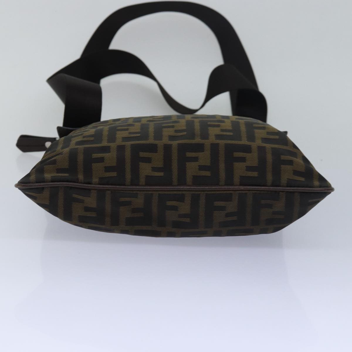 FENDI Zucca Canvas Shoulder Bag Brown Blackbs15715