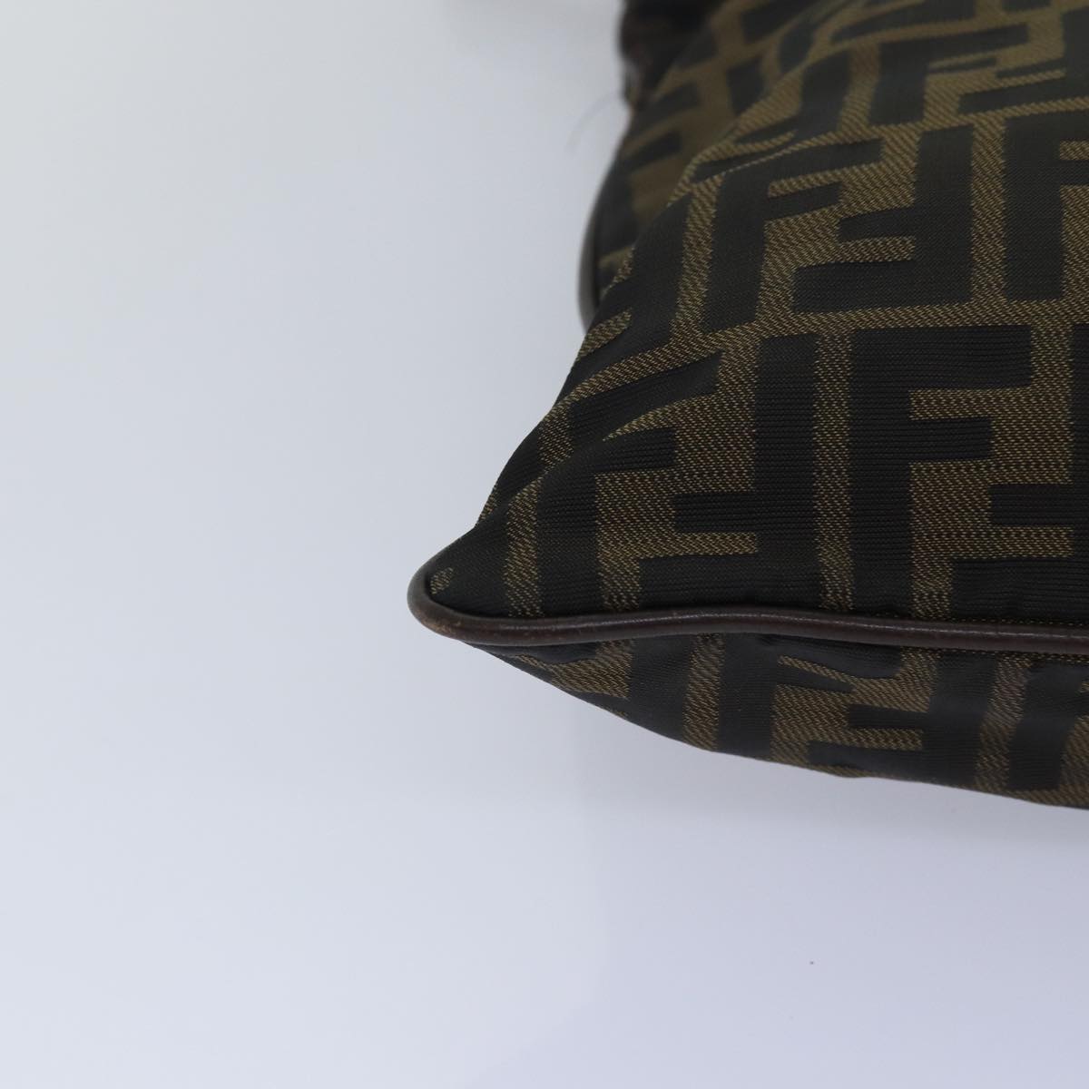 FENDI Zucca Canvas Shoulder Bag Brown Blackbs15715