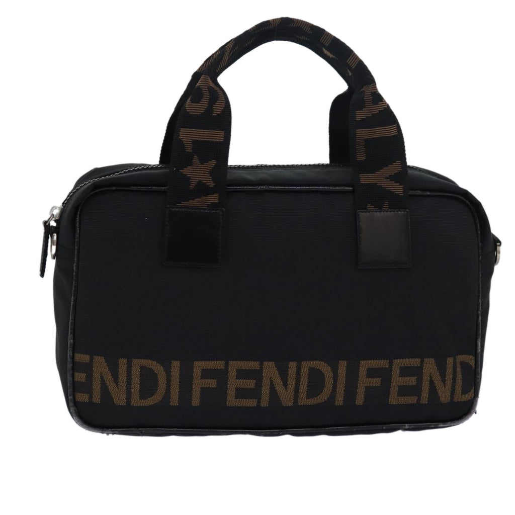 FENDI Hand Bag Canvas Black Brownbs15716