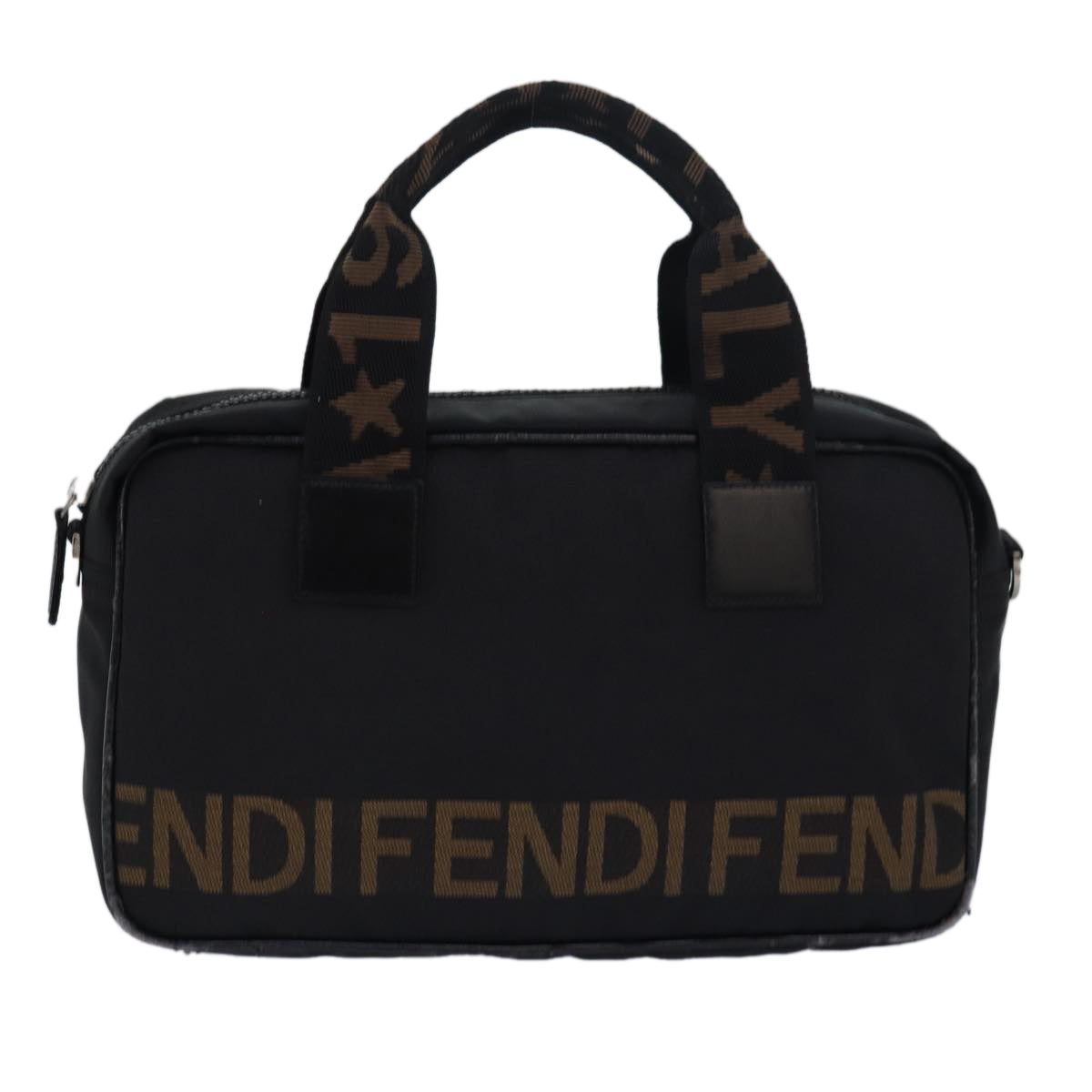 FENDI Hand Bag Canvas Black Brownbs15716
