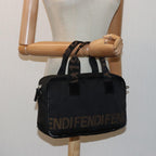 FENDI Hand Bag Canvas Black Brownbs15716