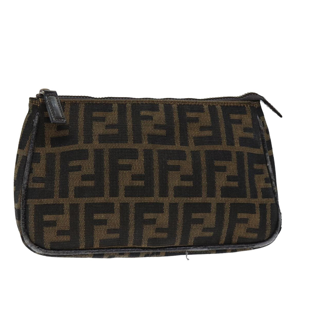 FENDI Zucca Canvas Pouch Brown Blackbs15782