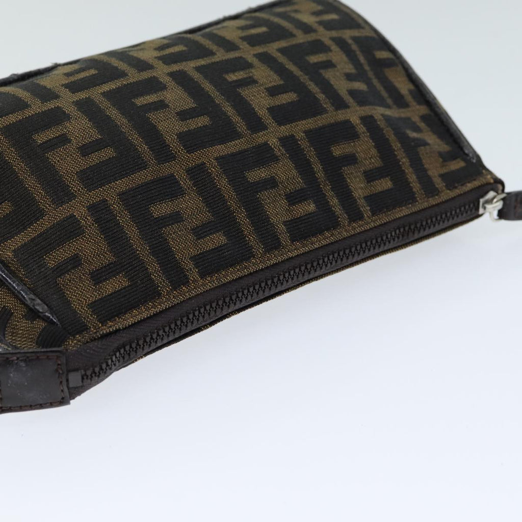 FENDI Zucca Canvas Pouch Brown Blackbs15782
