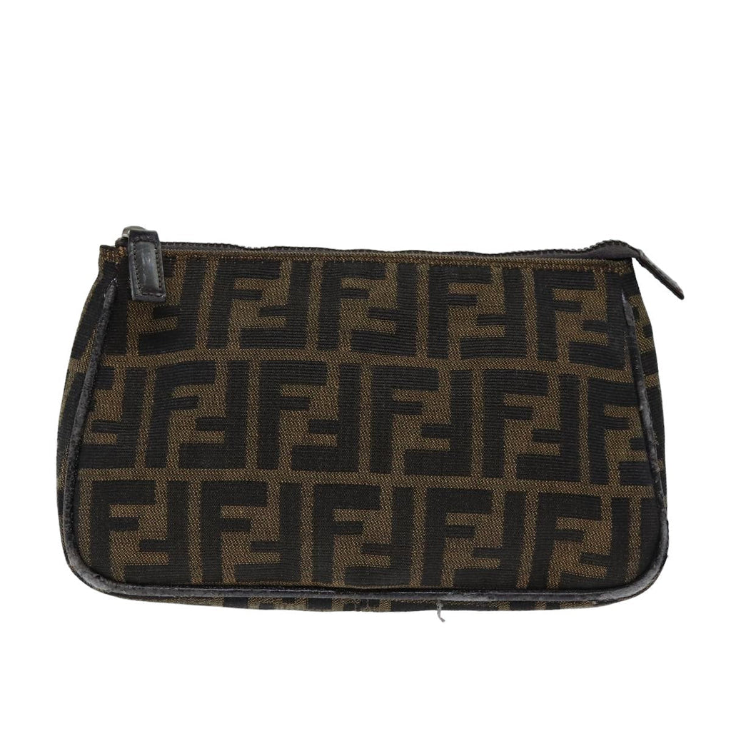 FENDI Zucca Canvas Pouch Brown Blackbs15782
