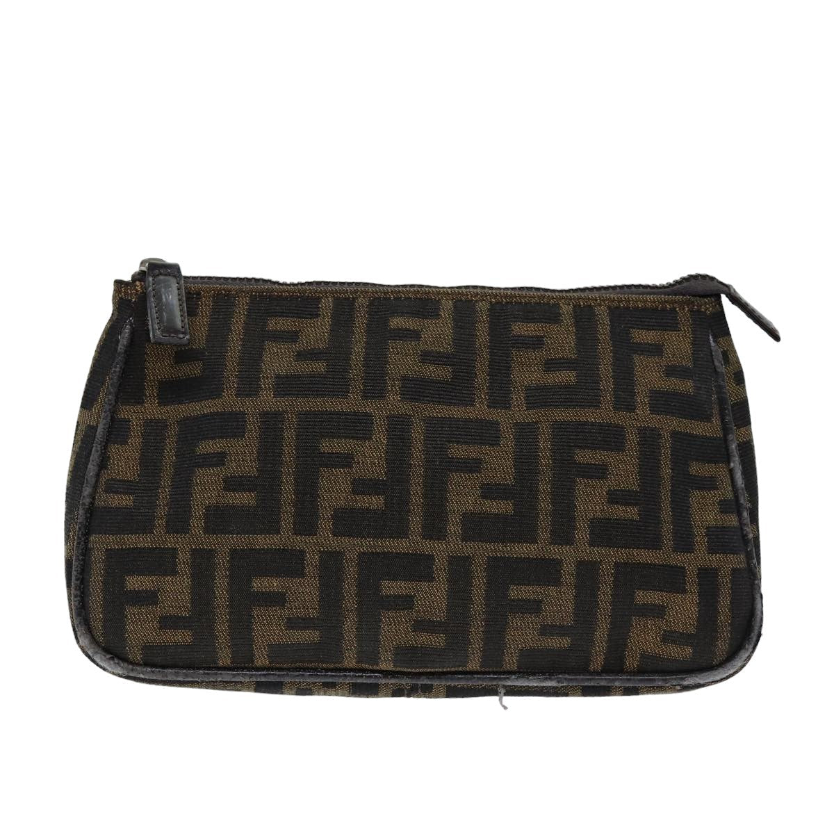 FENDI Zucca Canvas Pouch Brown Blackbs15782