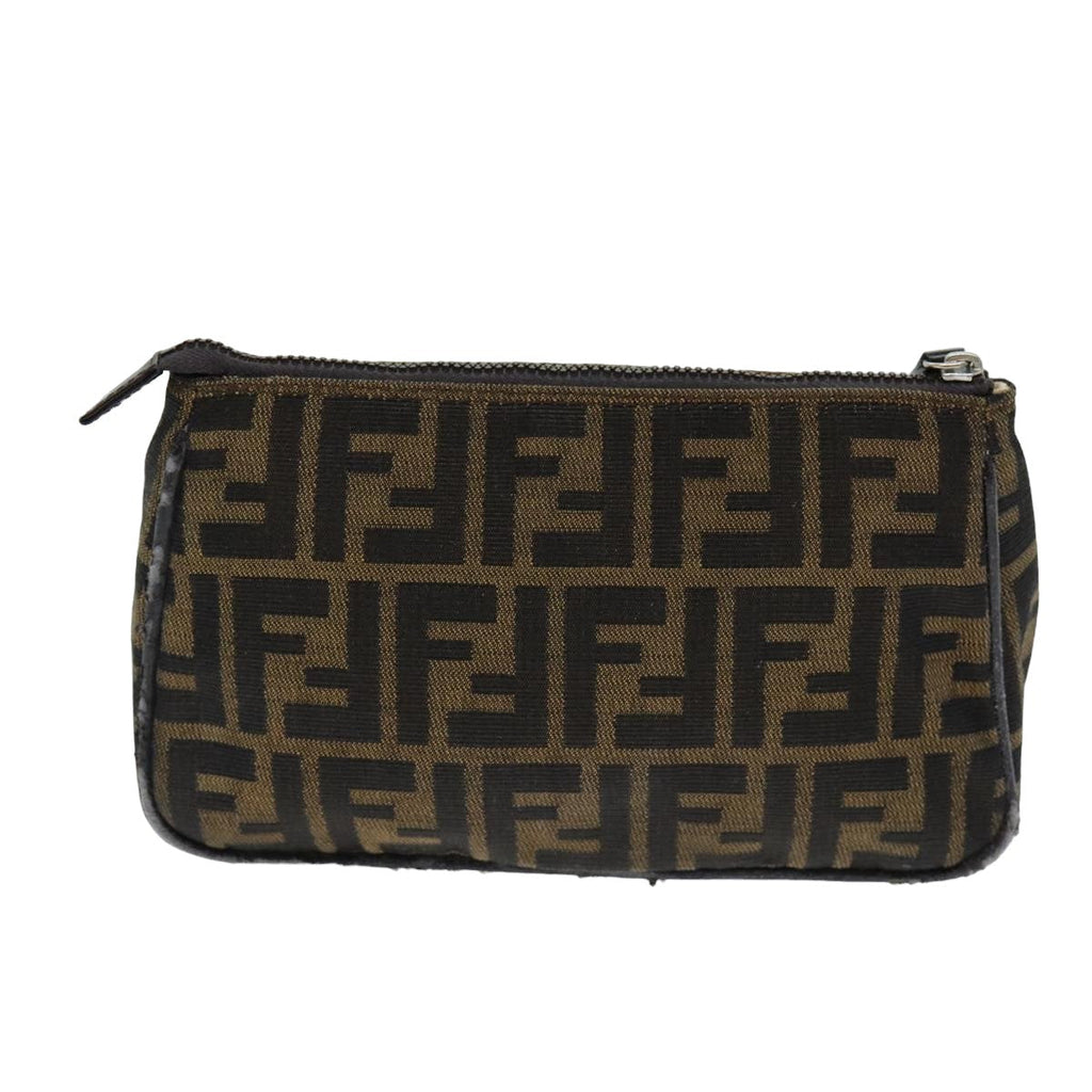 FENDI Zucca Canvas Pouch Brown Blackbs15782