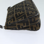 FENDI Zucca Canvas Pouch Brown Blackbs15782