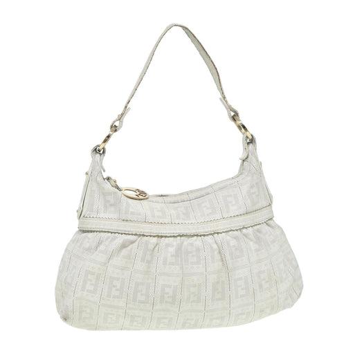 FENDI Zucca Canvas Shoulder Bag Whitebs15784