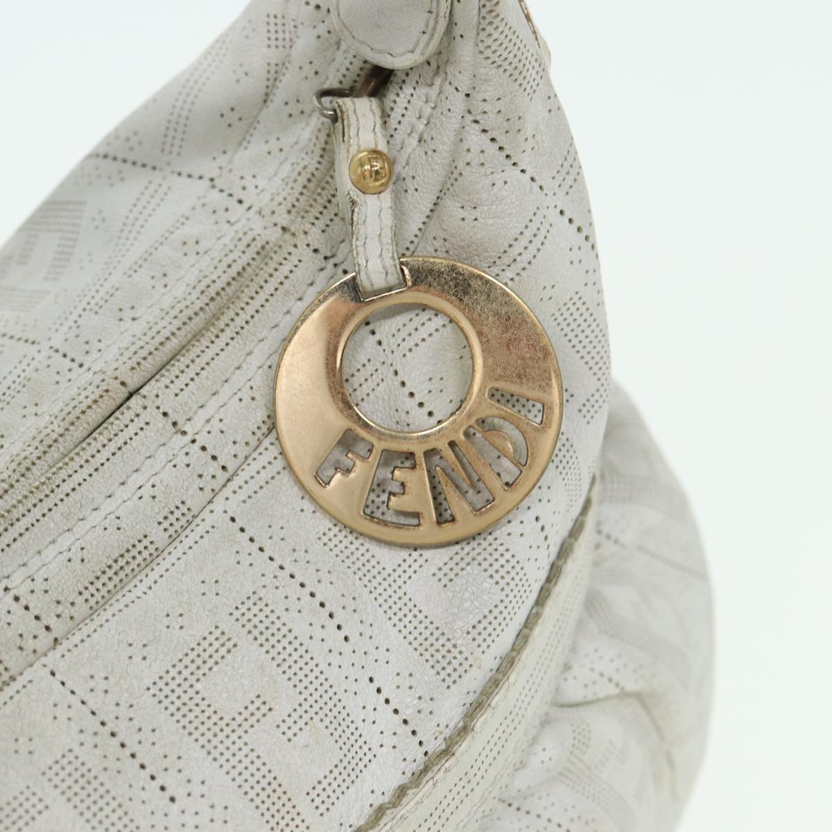 FENDI Zucca Canvas Shoulder Bag Whitebs15784