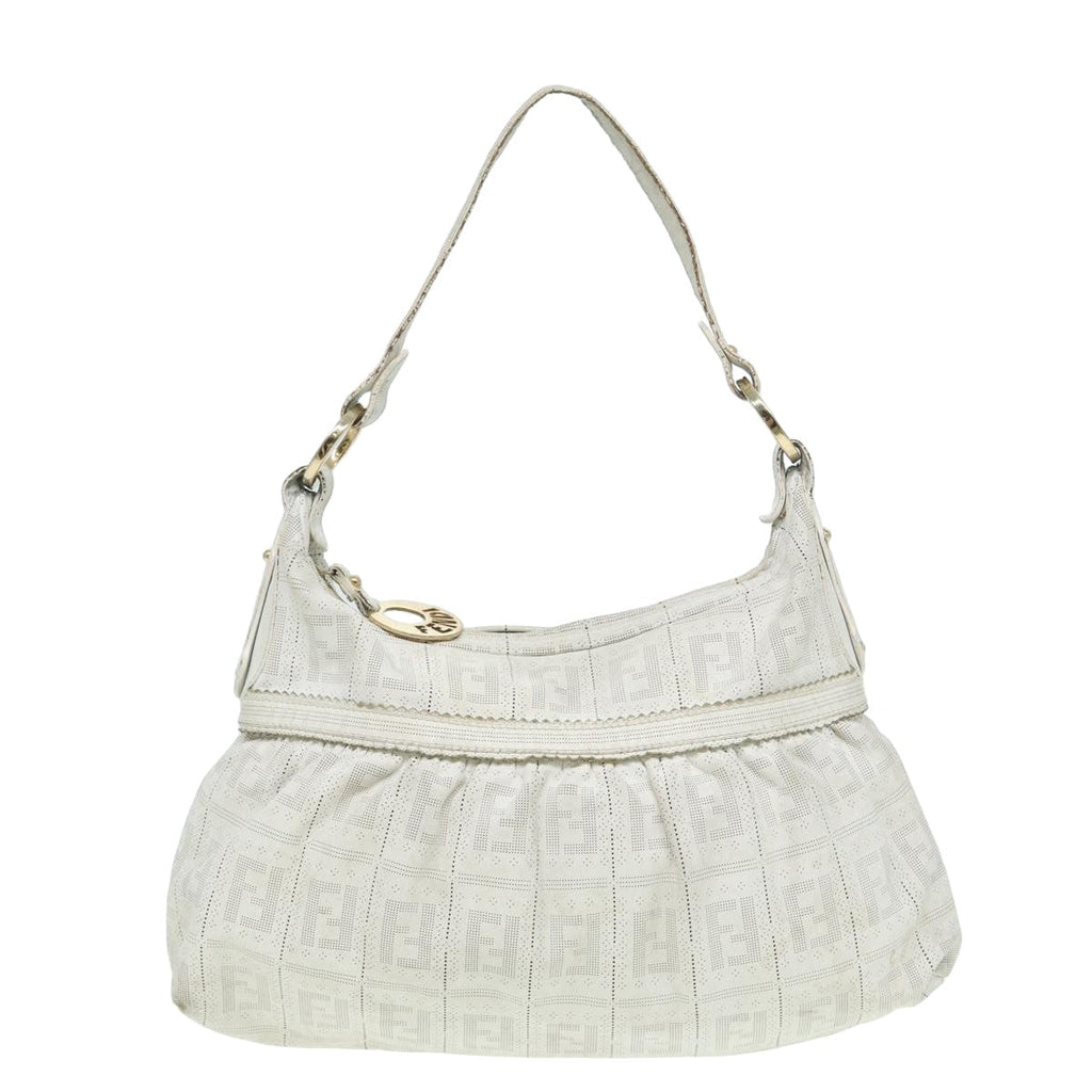 FENDI Zucca Canvas Shoulder Bag Whitebs15784