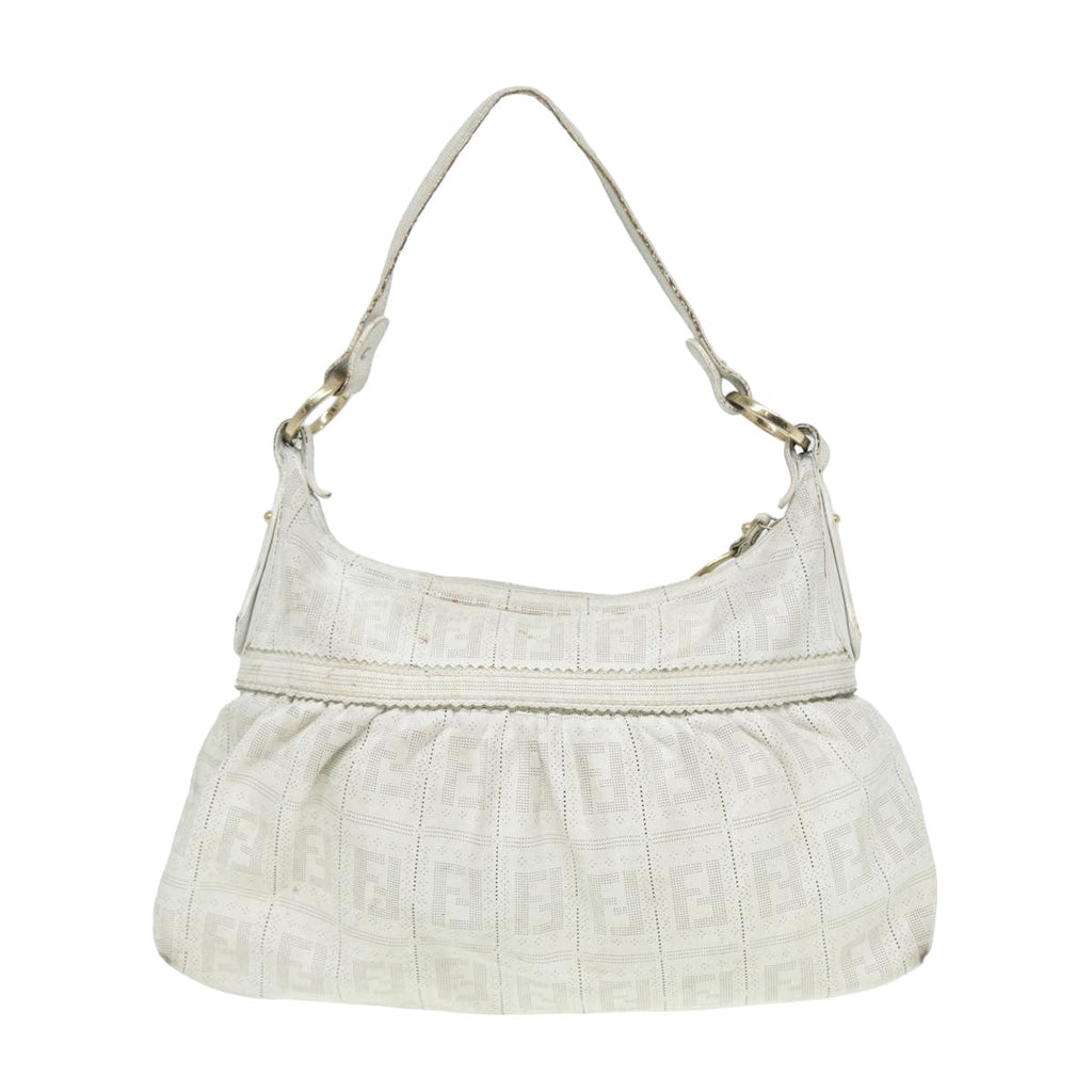 FENDI Zucca Canvas Shoulder Bag Whitebs15784