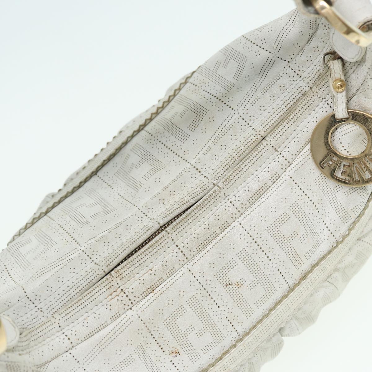 FENDI Zucca Canvas Shoulder Bag Whitebs15784