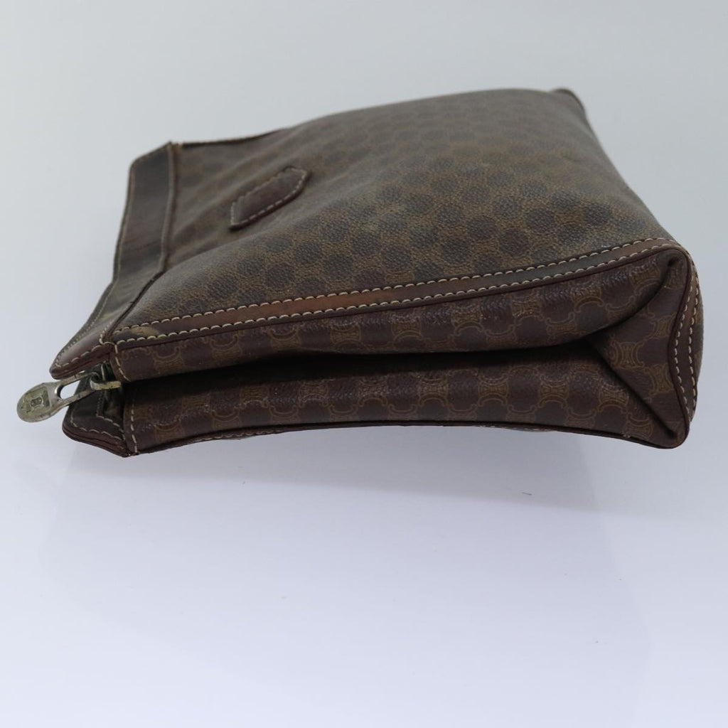 CELINE Macadam Canvas Clutch Bag PVC Leather 2Set Brown Auth bs15845