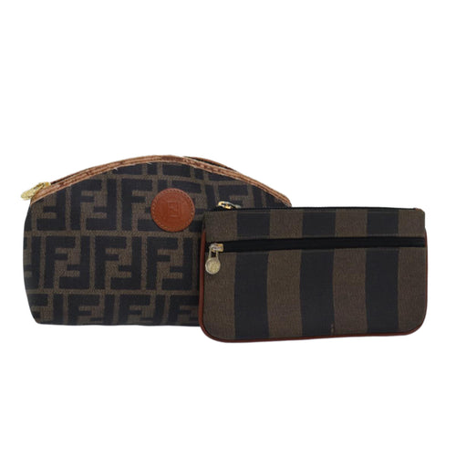FENDI Zucca Canvas Pecan Canvas Pouch 2Set Brown Blackbs15954