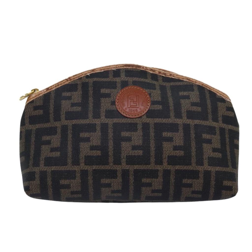 FENDI Zucca Canvas Pecan Canvas Pouch 2Set Brown Blackbs15954
