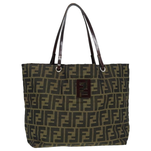 FENDI Zucca Canvas Tote Bag Brown Blackbs15988