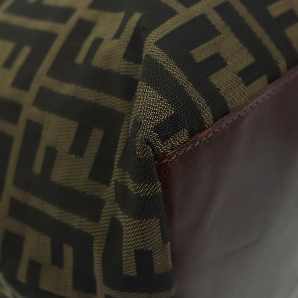 FENDI Zucca Canvas Tote Bag Brown Blackbs15988