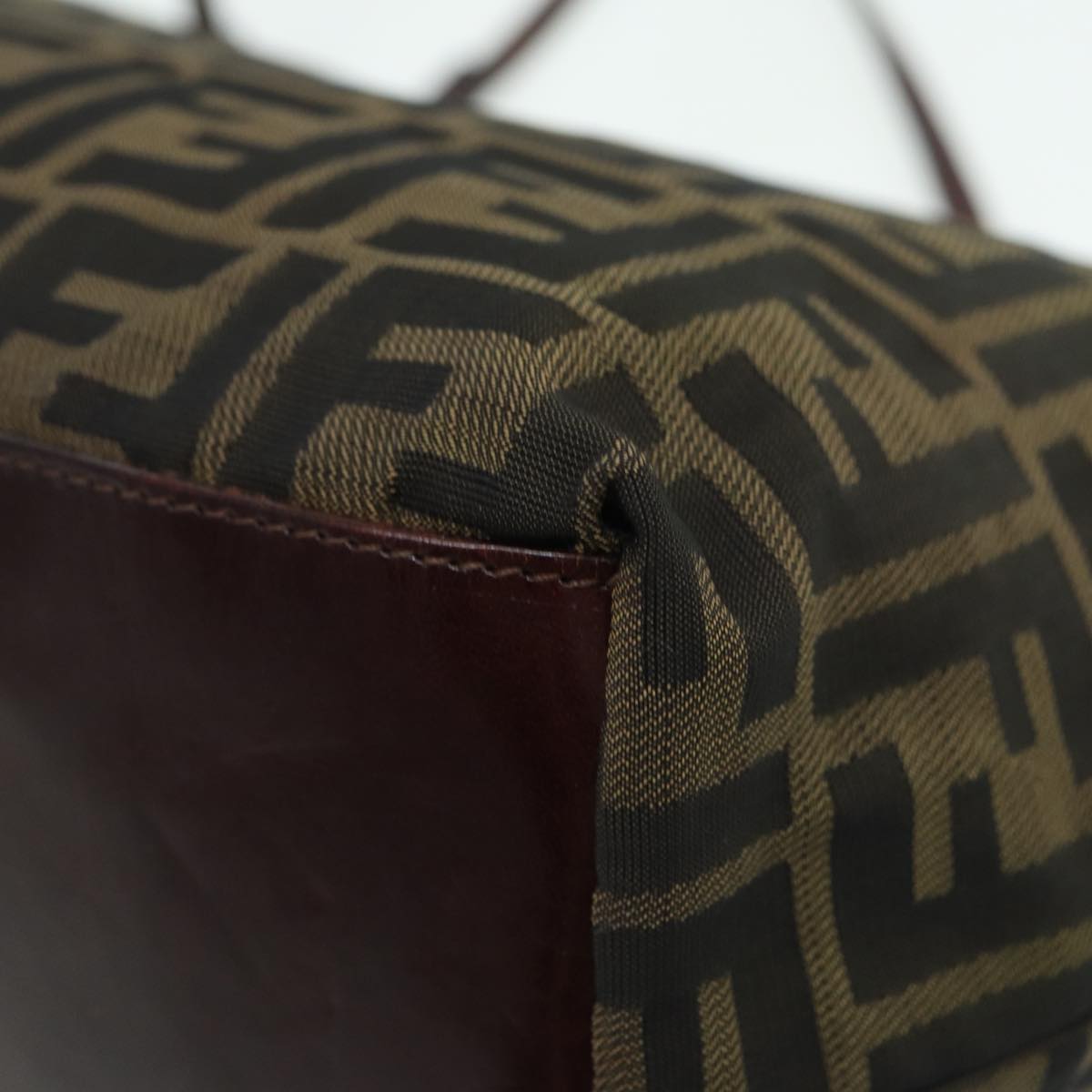 FENDI Zucca Canvas Tote Bag Brown Blackbs15988